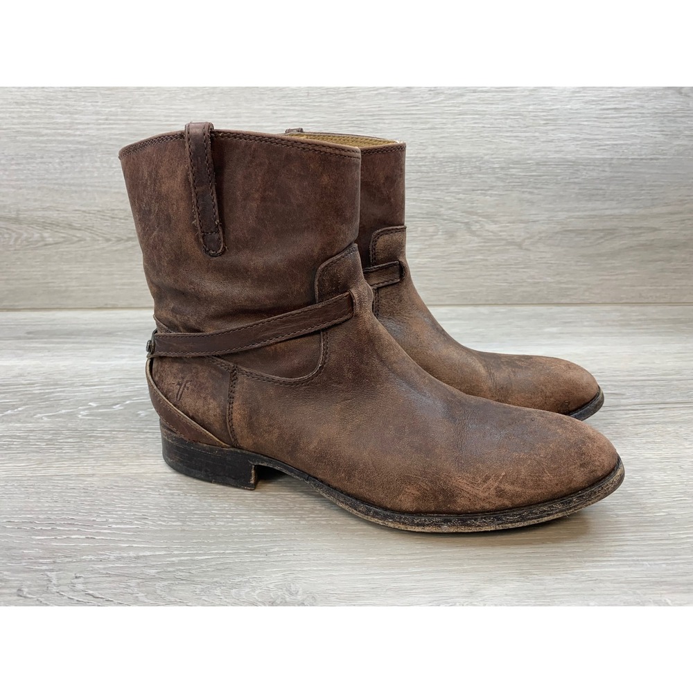 Frye Veronica Short Dark Brown Leather Ankle Western Boots Women's 10 B